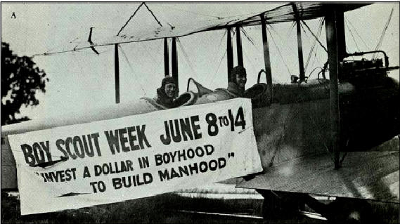  Hennepin County Annual Fund drive was publicized by a barn storming bi-plane.  (Circa 1921)      Click for Larger Image